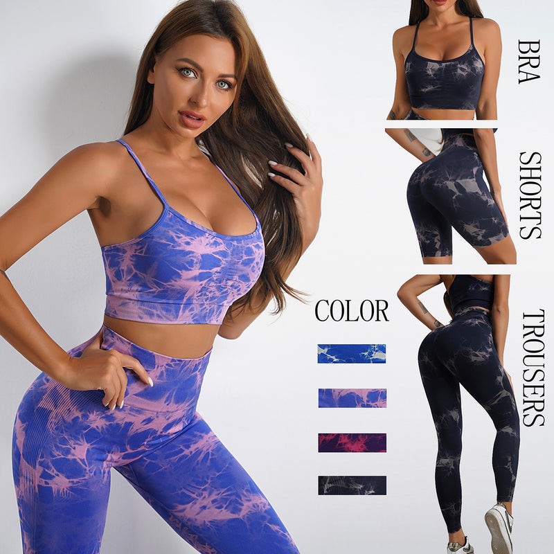 Women's Tie-dye Print Yoga Suit