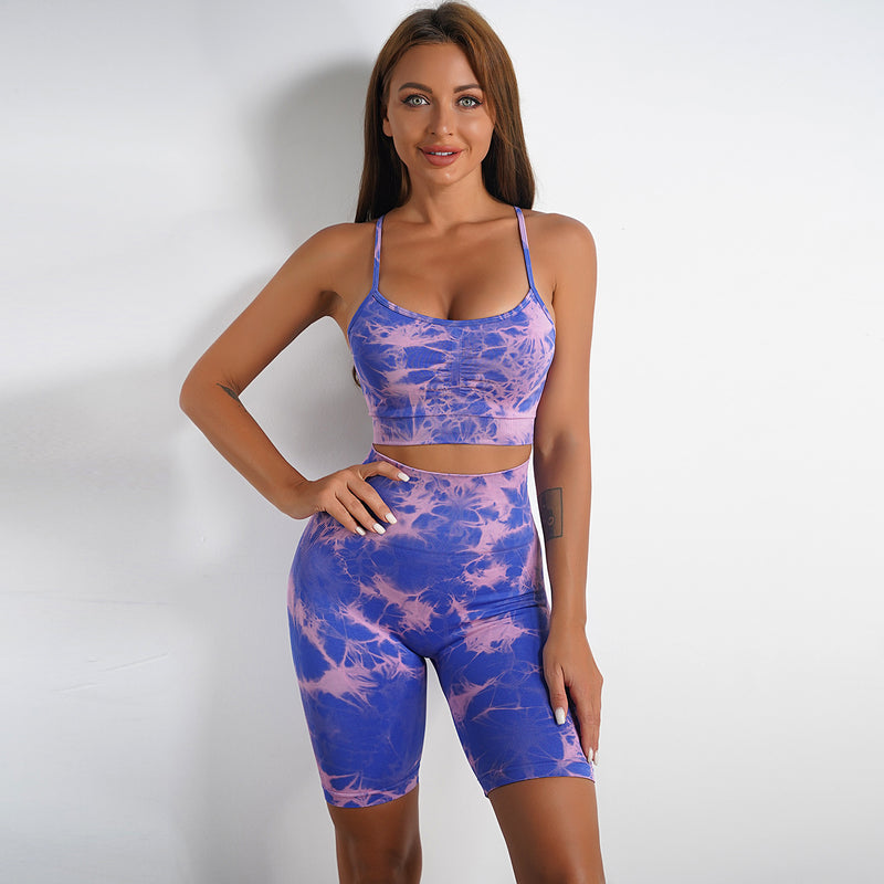 Women's Tie-dye Print Yoga Suit