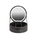 Circular Cosmetic Bag With Mirror & Light