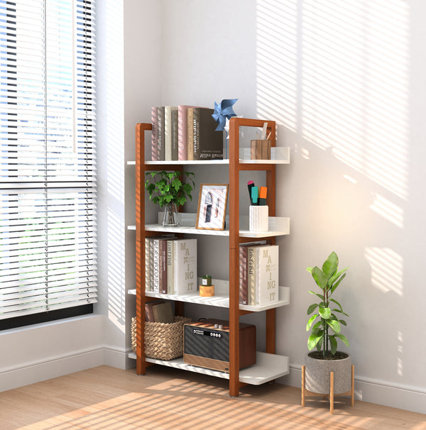 Solid wood bookshelf,The four layer multifunctional